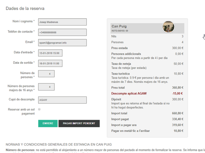 I pot completar el pagament si ha triat dos pagaments I pot completar el pagament si ha triat dos pagaments